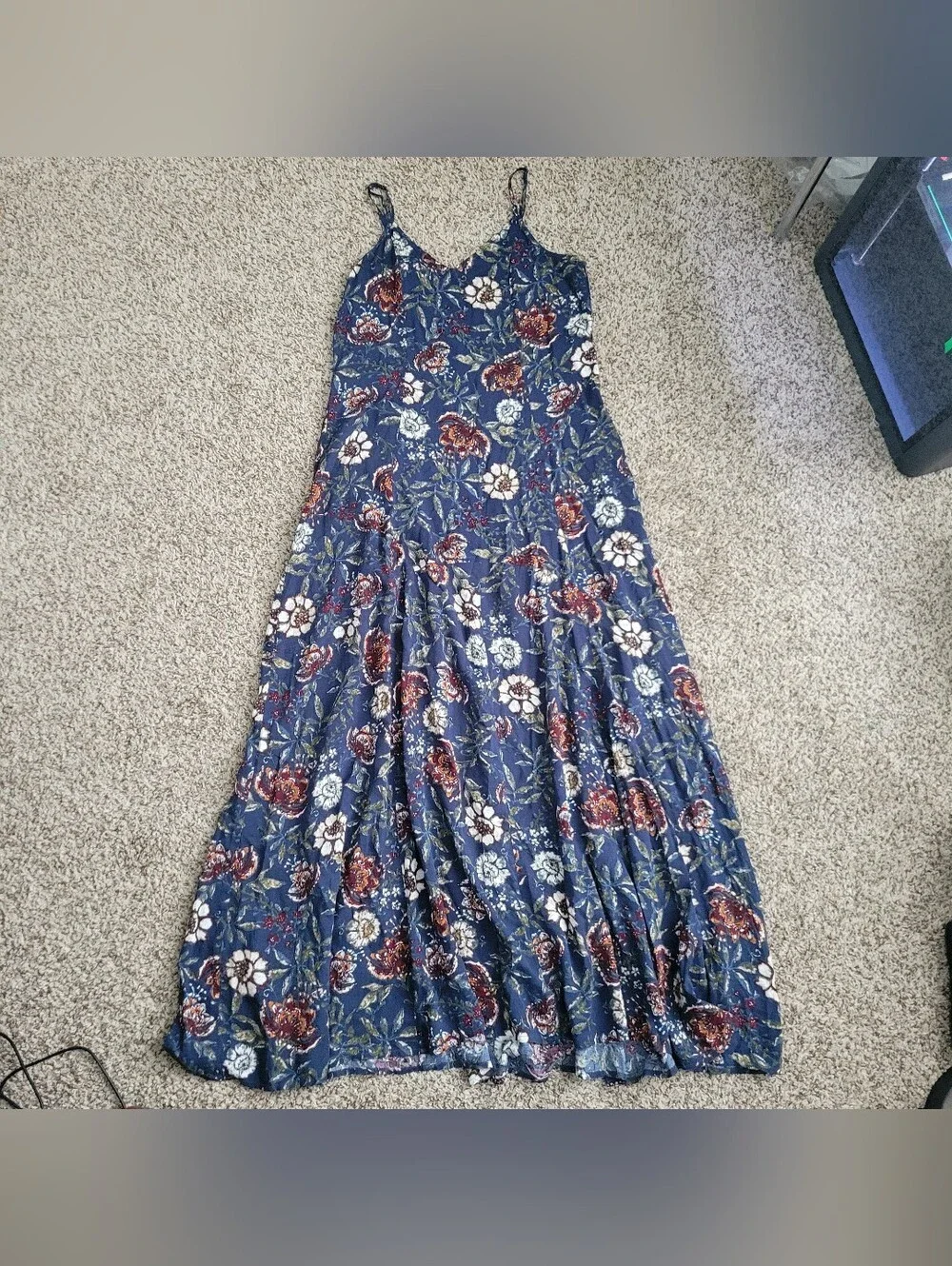 Abercrombie & Fitch Vintage Dress Blue Red Floral Flower Maxi Long Small NWT